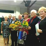 Gertraud Jankowski, Ditmar Haßfurther und Sabine Pohl alle mit der Ehrennadel des TBRSV in Bronze und Helmut Seeber mit der EN des TBRSV in Gold.